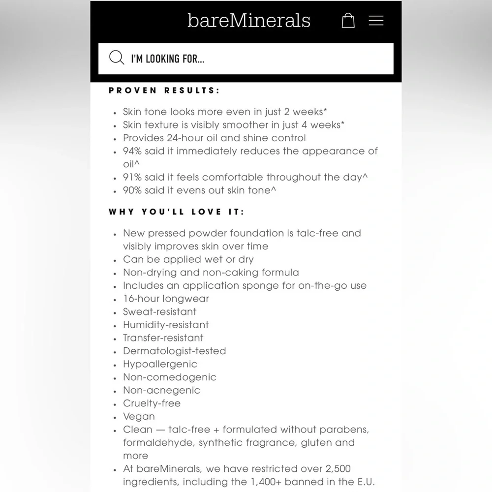Bareminerals 16 Hour Skin Perfecting Powder Foundation Fair Warm